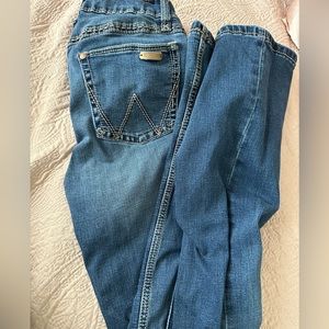 wrangler low rise dark wash jeans